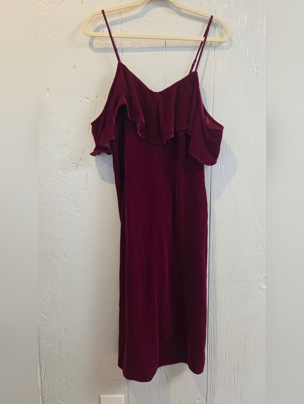 Plenry By Tracy Reese Spaghetti Strap Ruffle Midi Dress in Burgundy